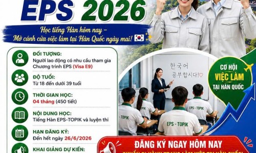 THÔNG BÁO CHIÊU SINH TIẾNG HÀN CHƯƠNG TRÌNH EPS 2026