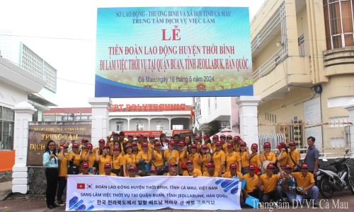 Trung tâm Dịch vụ việc làm tỉnh Cà Mau phối hợp đưa người lao động huyện Thới Bình đi làm việc thời vụ tại Hàn Quốc