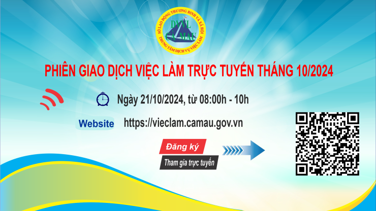 Thông báo đăng ký tham gia phiên giao dịch việc làm trực tuyến tại Trung tâm Dịch vụ việc làm tỉnh Bến Tre