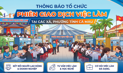 Thông báo tổ chức Phiên giao dịch việc làm tại các xã, phường tỉnh Cà Mau