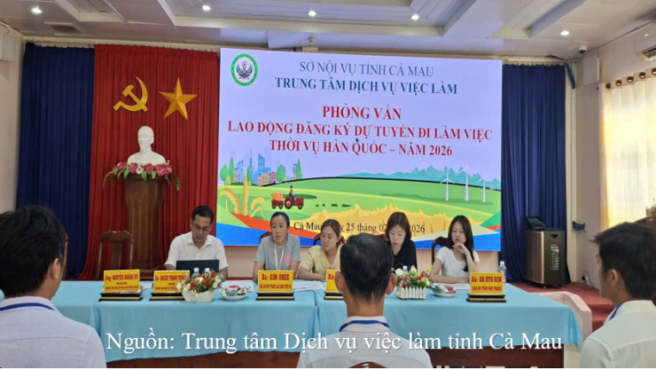 Trung tâm Dịch vụ việc làm tỉnh Cà Mau tiếp tục tổ chức phỏng vấn lao động đăng ký dự tuyển đi làm việc thời vụ tại Hàn Quốc – năm 2026