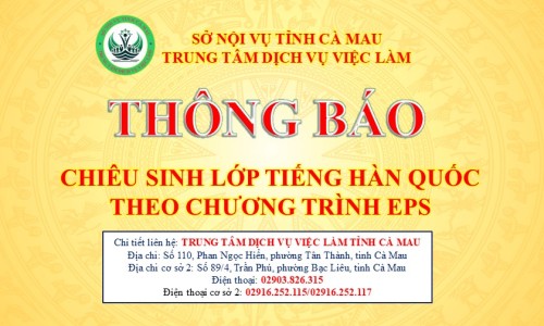 Thông báo chiêu sinh lớp tiếng Hàn Quốc theo chương trình EPS