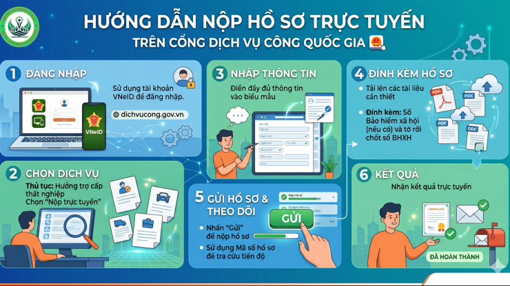 HƯỚNG DẪN NỘP HỒ SƠ  HƯỞNG TRỢ CẤP THẤT NGHIỆP TRÊN CỔNG DỊCH VỤ CÔNG QUỐC GIA