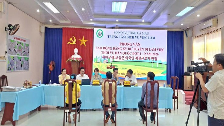 Trung tâm Dịch vụ việc làm tỉnh Cà Mau tổ chức phỏng vấn lao động đăng ký dự tuyển đi làm việc thời vụ tại Hàn Quốc đợt 1-năm 2026