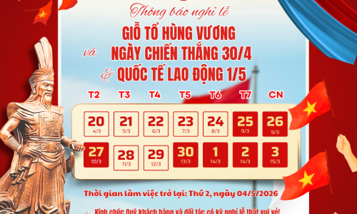 Thông báo lịch nghỉ lễ Giỗ Tổ Hùng Vương (10/3 âm lịch), ngày Chiến thắng 30/4 và ngày Quốc tế lao động 01/5 năm 2026