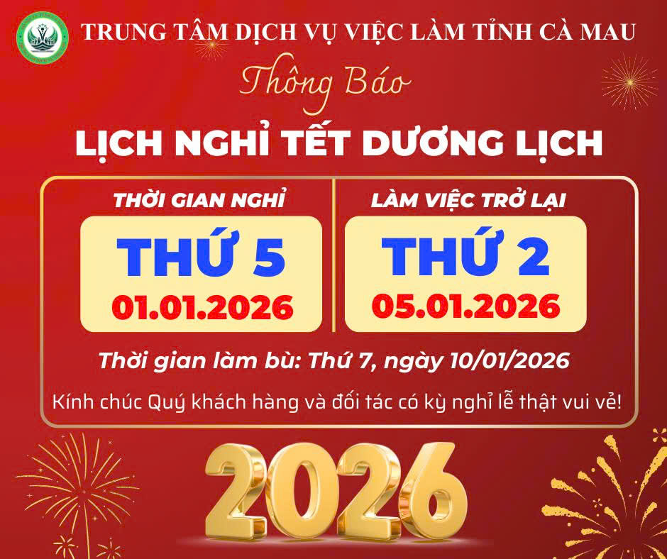 lịch nghỉ tết dương lịch 2026