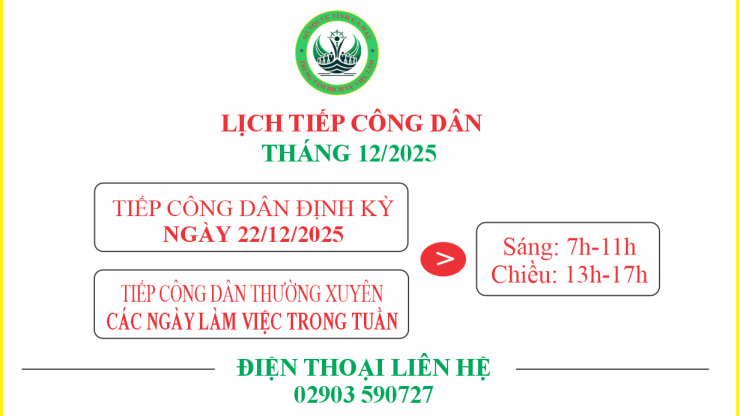Lịch tiếp công dân tháng 12/2025