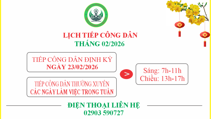 Lịch tiếp công dân tháng 02/2026