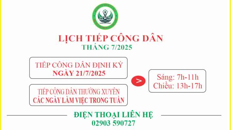 Lịch tiếp công dân tháng 7/2025