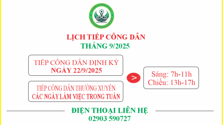 Lịch tiếp công dân tháng 9/2025