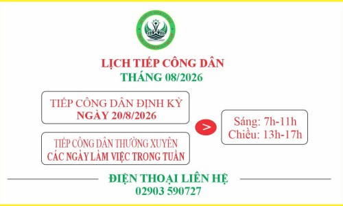 LỊCH TIẾP CÔNG DÂN THÁNG 8/2026