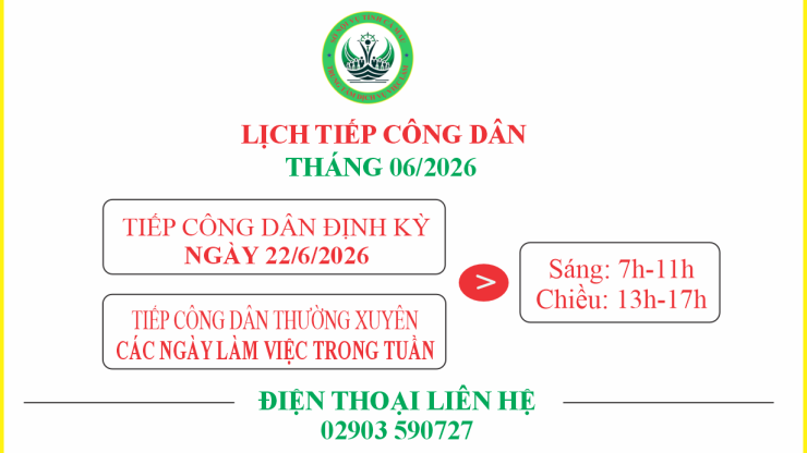 Lịch tiếp công dân tháng 06/2026