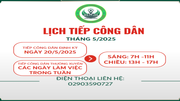 Lịch tiếp công dân tháng 5/2025