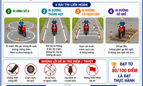 🚨 TRUNG TÂM DỊCH VỤ VIỆC LÀM CÀ MAU – Lưu ý học viên thi thực hành sát hạch giấy phép lái xe mô tô hạng A1